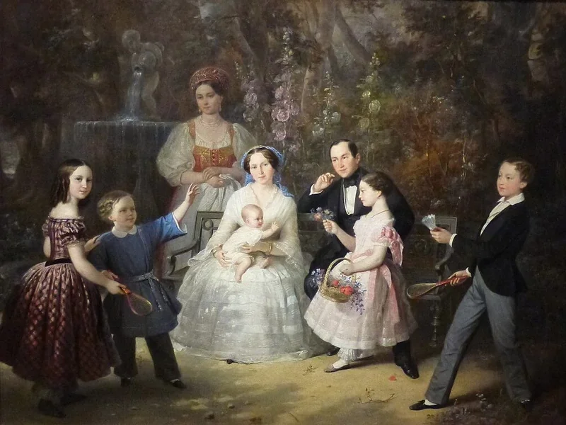 1818-Sergey Zaryanko - Ritratto della famiglia dell'industriale I.P. Lesnikov, 1850